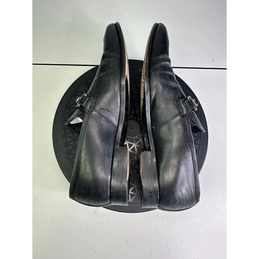 HUGO BOSS Men Size 8 Vero Cuoio Black Leather Horsebit Slip On Loafers Shoes